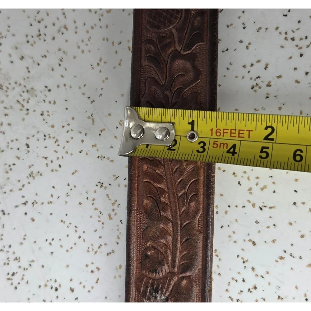 Justin Top Grain Leather Belt Only Beautiful Southwestern Floral Detail 37”